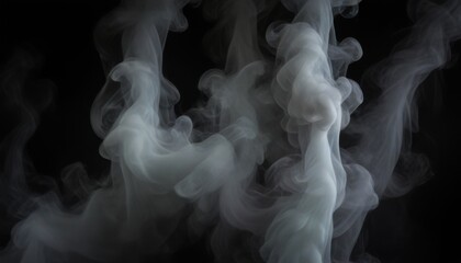 Fototapeta premium Abstract smoke misty fog on isolated black background