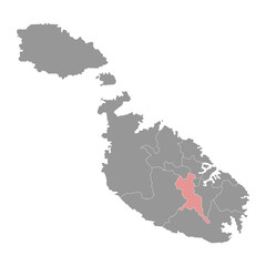 District 6 map, administrative division of Malta. Vector illustration.