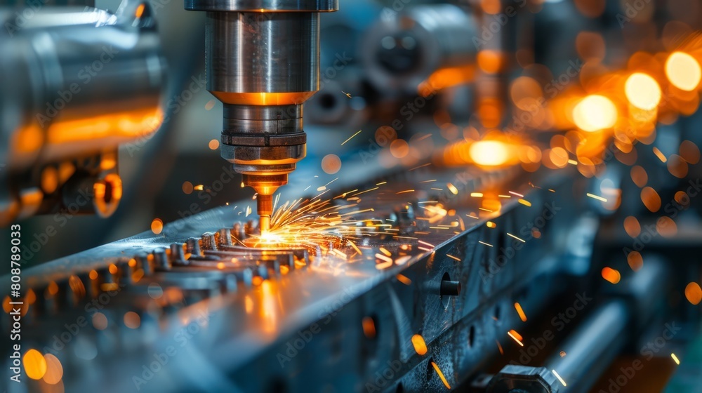 Poster industrial automation, industrial machines on the factory line increase efficiency and productivity 