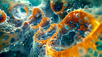 A colorful, abstract image of bubbles and shapes