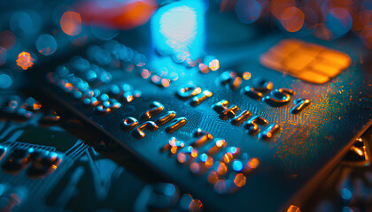 One credit card as background, macro view