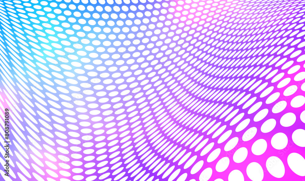Poster abstract perforated background. colorful perforated bent sheet grid. beautiful soft waves blur. geom