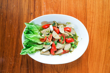 sausage salad, spicy salad or Thai spicy salad or Thai sausage salad