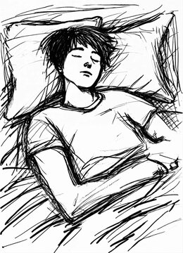 person is slpping on bed 