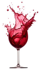 PNG Realistic wide red color wine water splash drink glass white background