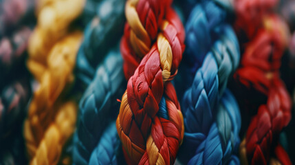 Vivid strands interweave in a dance of color, a symphony of texture and unity.