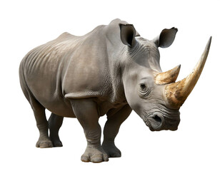 Obraz premium Rhinozeros auf vier beinen isoliert auf weißen Hintergrund, Freisteller