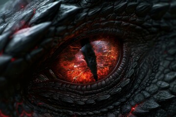 Black dragon eye. Animal monster. Generate Ai