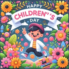 Happy Children's Day design poster. Ai generative