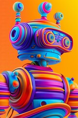 cute colorful surreal retro looking robot