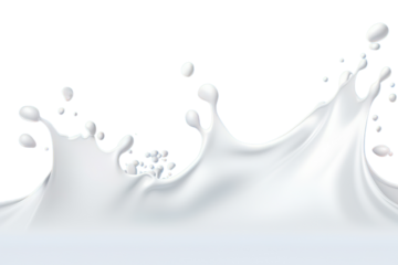 Fresh dairy products in motion: white milk or yogurt splash in wave shape isolated on transparent background