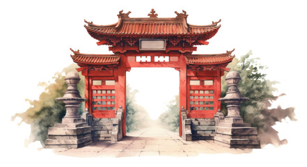 Naklejka premium PNG The Red Gate of Hongo gate architecture building