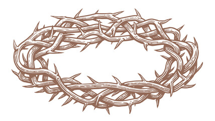 Crown of thorns Jesus Christ. Religious symbol of Christianity. Easter, sketch vector clipart