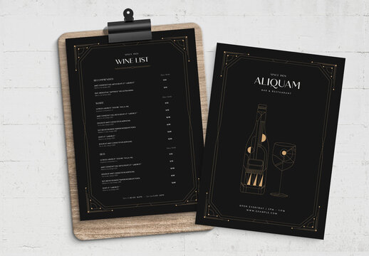 Wine List Layout Restaurant Wine Menu