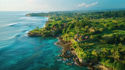 Aerial view of beach and sea in Bali, Indonesia