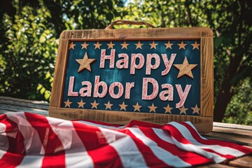 Labor Day celebration board with American theme