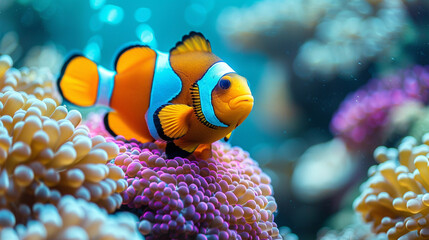 Orange and Blue Clown Fish on Coral