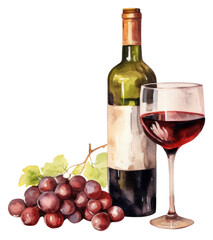 Obraz premium PNG Bottle grapes glass drink