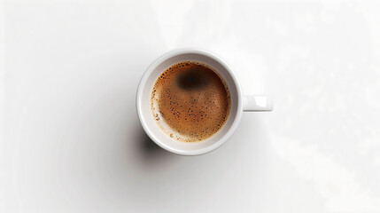 Espresso Essentials: Top View of Rich Espresso in a White Cup