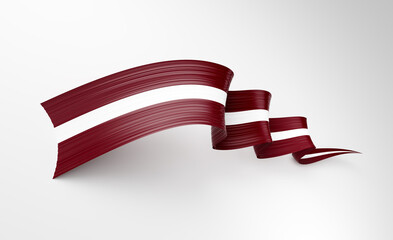 3d Flag Of Latvia 3d Shiny Waving Twisted Ribbon Flag Isolated On White Background 3d Illustration