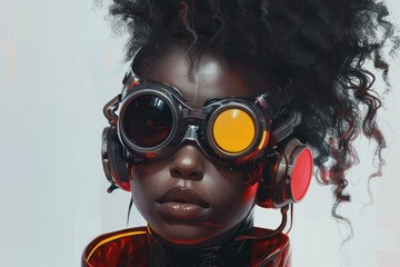 Black girl futuristic model. Person engineer. Generate Ai