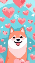 Cute cartoon dog wallpapers for smart phone Created with Generative AI technology.