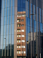 Modern buildings along via Faravelli in Milan