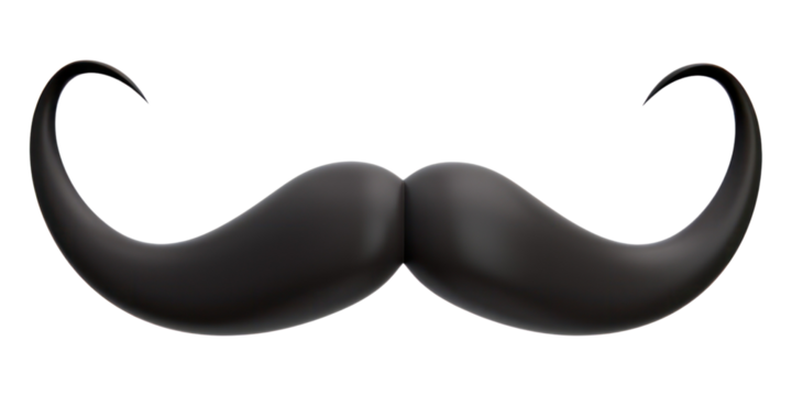 PNG Black mustache white background moustache crescent.