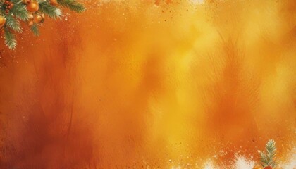 Yellow orange background with texture and distressed vintage grunge and watercolor paint stains in...