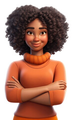 PNG Smiling cartoon adult woman. 