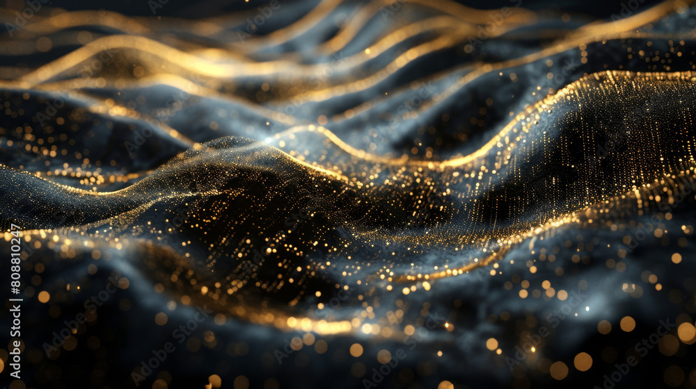 Poster dynamic and luxurious black canvas with sharp gold lines.