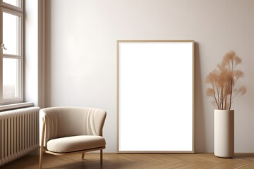 Illustration of a Minimalistic Room with a Chair and Picture Frame
