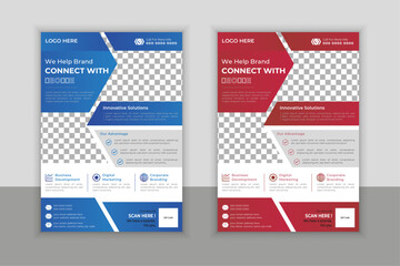 Corporate modern business flyer template design set with blue, red color  business proposal, promotion, advertise, publication, cover page, perfect for creative professional business