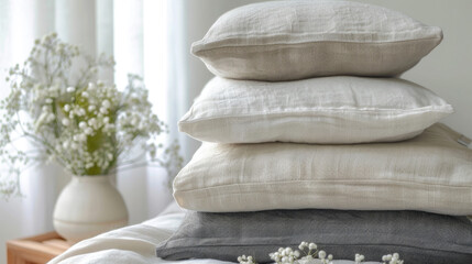 Eco-friendly cotton linen fabric pile for home textile tablecloth bed sheet with soft color