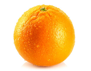 Orange mit Wassertropfen isoliert auf weißen Hintergrund, Freisteller