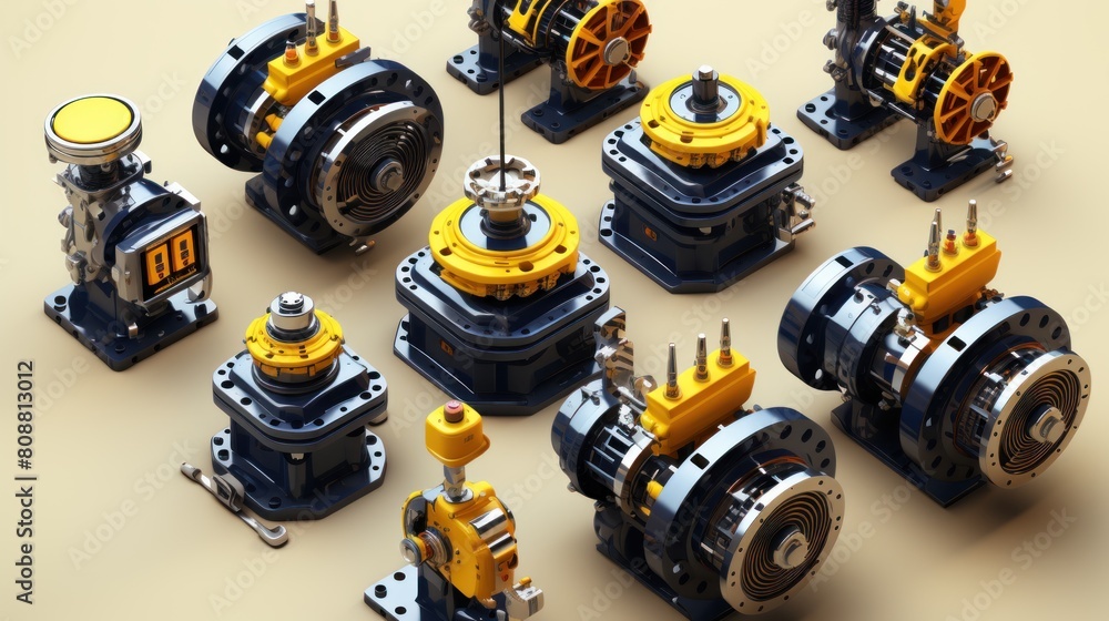 Poster high precision engineering components displayed on a beige background