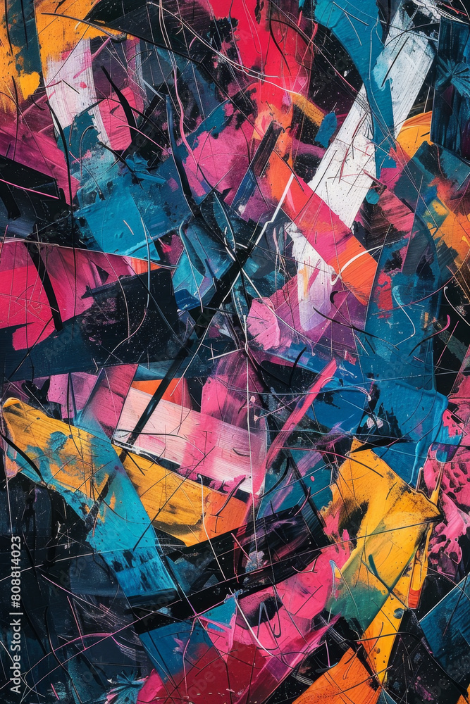 Poster abstract art with overlapping lines depicting troubled mind chaos.