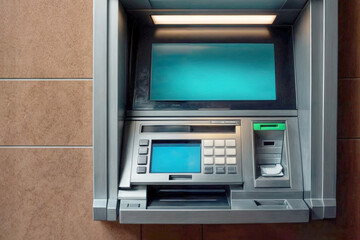 Close-up view of a street ATM. Close up view of ATM keypad with withdrawal. ATM machine