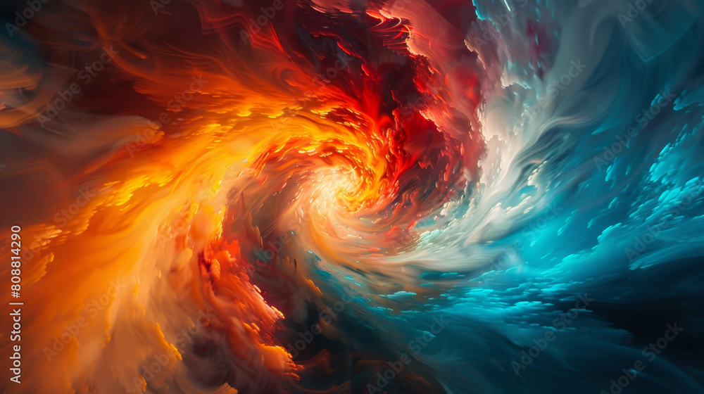 Poster abstract swirl of colors depicting the chaos of overthinking on canvas.