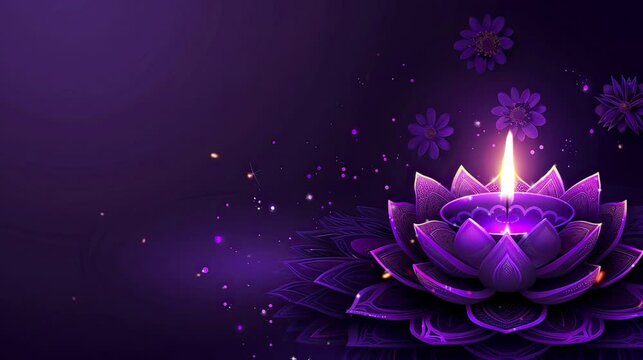 lotus flower on a violet background for vesak or diwali