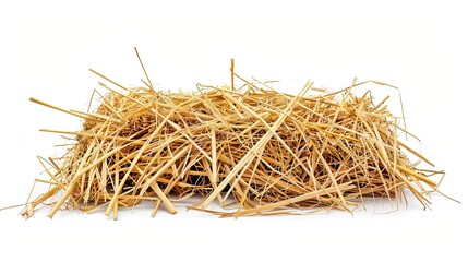Bundles of hay isolated on a white background. Top view.