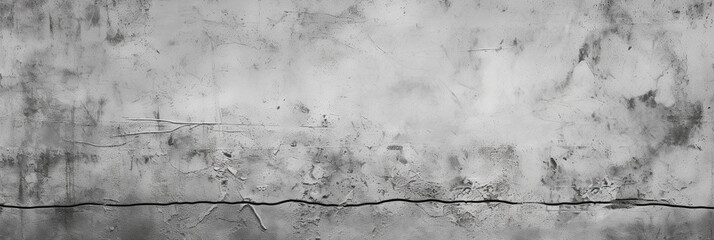 Gray grunge background with scratches dirty grey cement textured wall. Vintage wide long backdrop for design web banner