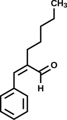 Amyl cinnamal structural formula, jasminal vector illustration 