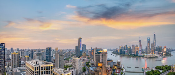 Breathtaking Dusk Panorama of Shanghai Skyline