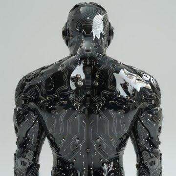 An astronaut in a futuristic spacesuit stands on the surface of a distant planet