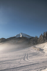 snow covered mountains