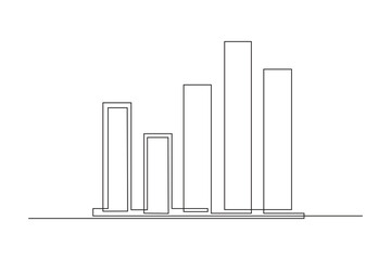 Simple continuous lin drawing of business analysis activity up and down graph. Business minimalist concept. Business analysisi activity. Business analysis icon. Market.