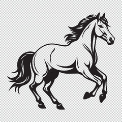 Black simple horse icon logo design, vector illustration on transparent background