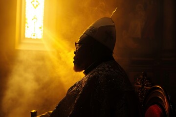 Black pope vatican. Cross priest. Generate AI - obrazy, fototapety, plakaty