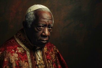 Black pope vatican portrait. God religious. Generate AI - obrazy, fototapety, plakaty